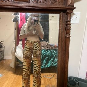 House of Sunny tiger print jeans